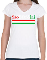 printfashion SzoBosslai - Női V-nyakú póló - Fehér (16183300)