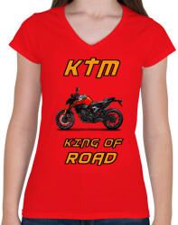printfashion KTM - Női V-nyakú póló - Piros (1583397)