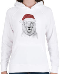 printfashion Santa lion - Női kapucnis pulóver - Fehér (463718)