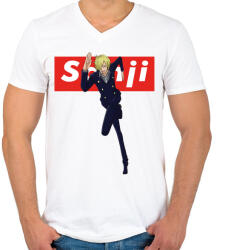 printfashion Sanji - Férfi V-nyakú póló - Fehér (5416205)