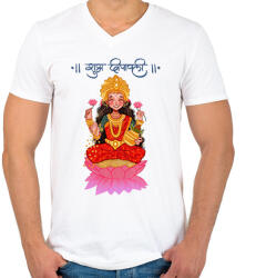 printfashion lakshmi05 - Férfi V-nyakú póló - Fehér (15901628)