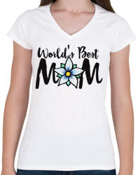 printfashion Word's best mom - Női V-nyakú póló - Fehér (2513294)