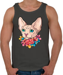 printfashion Szfinx cica virágokkal - Férfi atléta - Sötétszürke (4258377)