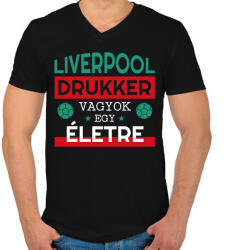 printfashion Liverpool drukker - Férfi V-nyakú póló - Fekete (10867371)