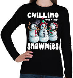printfashion Chillin with snowmiees - Női hosszú ujjú póló - Fekete (1983018)