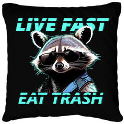 printfashion LIVE FAST EAT TRASH - Párnahuzat, Díszpárnahuzat - Fekete (15223775)
