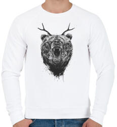 printfashion Angry bear with antlers - Férfi pulóver - Fehér (232912)