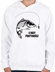 printfashion A nagy pontyvadász - Gyerek kapucnis pulóver - Fehér (13113252)