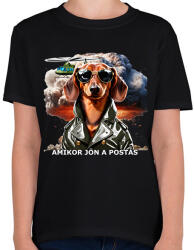 printfashion amikor jön a postás - TACSKÓ #2 - Gyerek póló - Fekete (15216636)