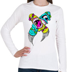 printfashion Gördeszka szörnyek - Női hosszú ujjú póló - Fehér (1575569)