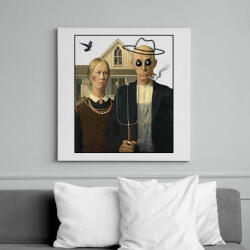 printfashion American gothic- Parody - Vászonkép - Fehér (7297649)