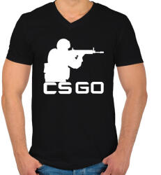 printfashion CS: GO - Férfi V-nyakú póló - Fekete (841961)