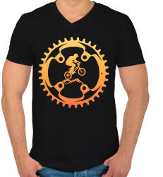 printfashion MOUNTAIN BIKE - Férfi V-nyakú póló - Fekete (5011995)