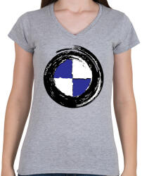 printfashion BMW tornádó - Női V-nyakú póló - Sport szürke (1165552)
