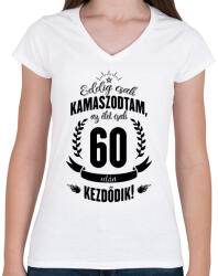 printfashion kamasz-60-black - Női V-nyakú póló - Fehér (614040)
