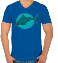 printfashion Optalmosaurus - Férfi V-nyakú póló - Királykék (2832249)