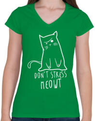 printfashion Don't stress - Női V-nyakú póló - Zöld (2232188)