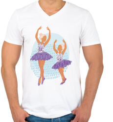 printfashion Balett - Férfi V-nyakú póló - Fehér (9439122)