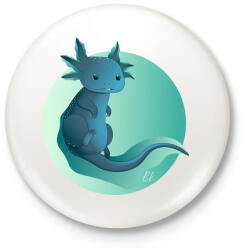 printfashion Zöld axolotl - Kitűző, hűtőmágnes - Fehér (4221452)