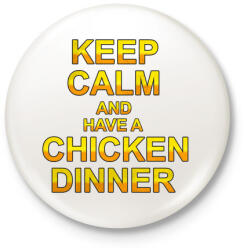 printfashion PUBG - Keep Calm and have a Chicken Dinner - Kitűző, hűtőmágnes - Fehér (3077374)