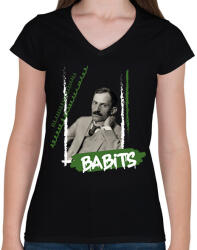 printfashion Babits Mihály - Női V-nyakú póló - Fekete (9956320)