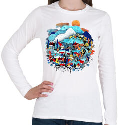 printfashion Blue landscape - Női hosszú ujjú póló - Fehér (6312146)