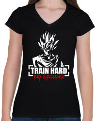 printfashion Eddz keményen! - Női V-nyakú póló - Fekete (290283)