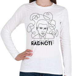 printfashion Radnóti - Vonalas arckép - Női hosszú ujjú póló - Fehér (6614308)