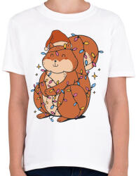 printfashion Karácsonyi mókus - Gyerek póló - Fehér (5634298)