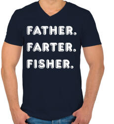 printfashion FFF - Férfi V-nyakú póló - Sötétkék (2461488)