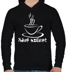 printfashion kávé szünet - Férfi kapucnis pulóver - Fekete (9286348)