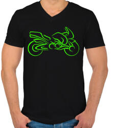 printfashion Sport motor - Férfi V-nyakú póló - Fekete (2932970)