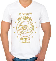 printfashion A legnagyobb motorosok - Ducati - Férfi V-nyakú póló - Fehér (7205230)