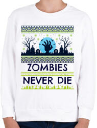 printfashion Zombies Never Die - Gyerek pulóver - Fehér (9533924)