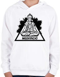 printfashion Meditáció - Lótuszülés - Gyerek kapucnis pulóver - Fehér (6874362)