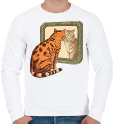 printfashion Macska tükörben - Férfi pulóver - Fehér (13655687)