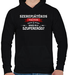 printfashion Szerepjátékos vagyok, neked mi a szupererőd? - Férfi kapucnis pulóver - Fekete (2679723)