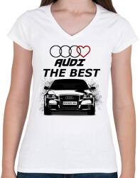 printfashion AUDI THE BEST - Női V-nyakú póló - Fehér (2187466)