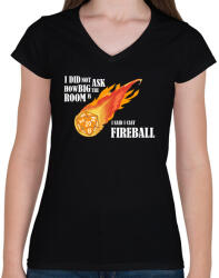 printfashion I said I cast Fireball - Női V-nyakú póló - Fekete (4946627)
