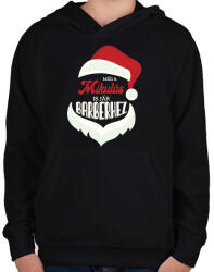 printfashion Mikulás barber - Gyerek kapucnis pulóver - Fekete (9118842)