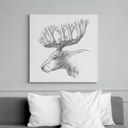 printfashion Deer drawing - Vászonkép - Fehér (6627858)
