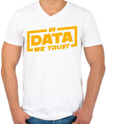 printfashion Az adatban bízunk - Férfi V-nyakú póló - Fehér (3919206)