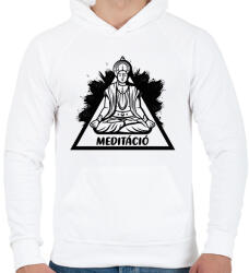 printfashion Meditáció - Lótuszülés - Férfi kapucnis pulóver - Fehér (6873778)