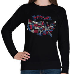 printfashion USA - rajzos térkép - Amerikai Egyesült Államok - Női pulóver - Fekete (5619767)
