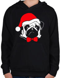 printfashion Mopsz karácsony - Gyerek kapucnis pulóver - Fekete (1100570)