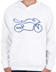 printfashion motor egyvonallalkék - Gyerek kapucnis pulóver - Fehér (2920648)