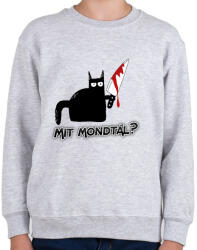 printfashion Cica késsel - Gyerek pulóver - Sport szürke (14049006)