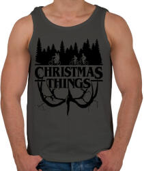 printfashion Stranger things Christmas things fekete - Férfi atléta - Sötétszürke (5644364)