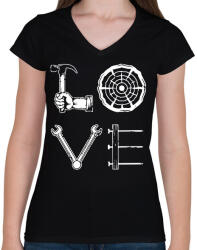 printfashion Love - Szerszámok - Női V-nyakú póló - Fekete (9902235)