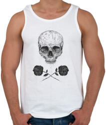 printfashion Skull N' Roses - Férfi atléta - Fehér (230672)